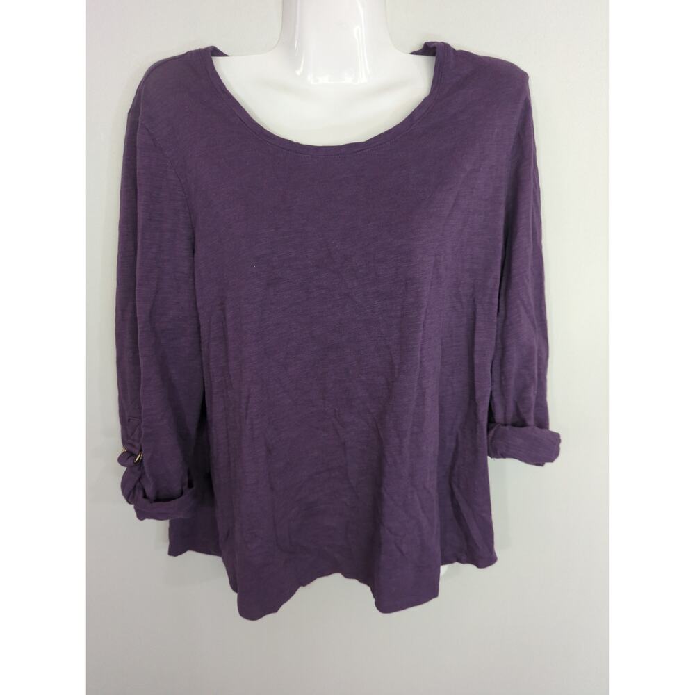 Chico's The Ultimate Tee‎ Purple Cotton Blend Casual Basic Everyday LARGE
